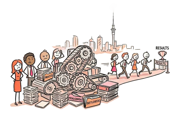 Team collaboration and agile methodology illustration showing successful project delivery