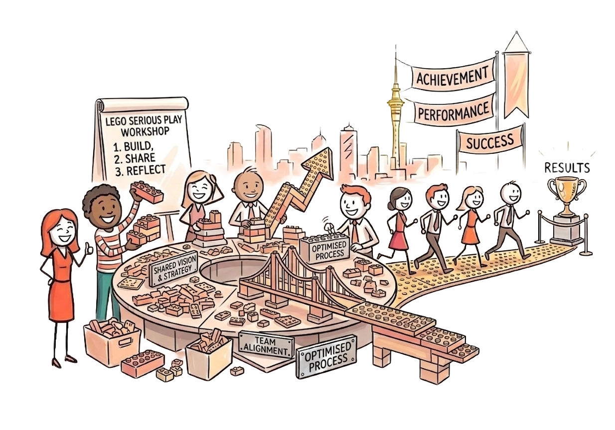Cartoon Sketch of LEGO Serious Play workshop with Teamworx